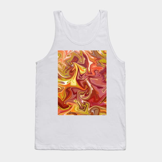 Summer Berries and Gold  Silk Marble - Red, Yellow, Orange, Pink Liquid Paint Pattern Tank Top by GenAumonier